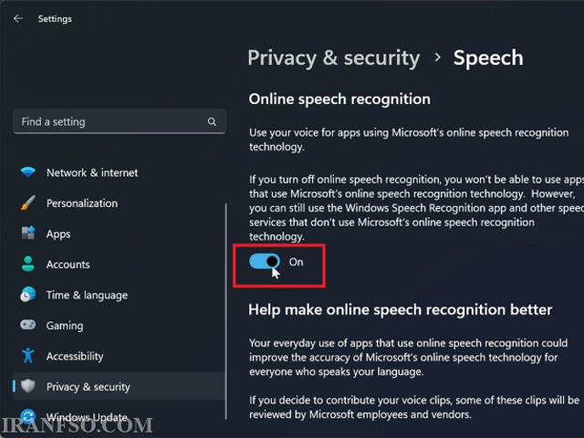 تنظیم تایپ صوتی در ویندوز