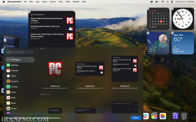 macOS در مقابل ویندوز: ابزارک ها
