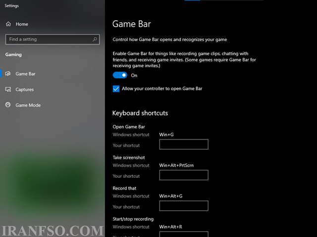 به بخش "گیمینگ" یا "Gaming" بروید