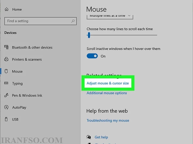 Adjust mouse & cursor size