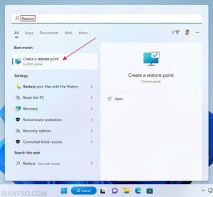 نقطه بازگشتCreate a restore point