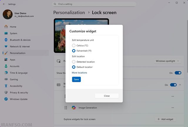 Customizeویجت