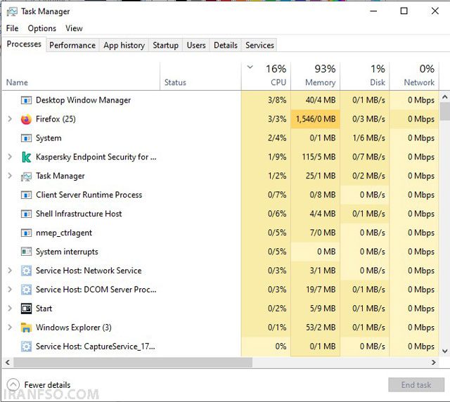 باز کردن Task Manager
