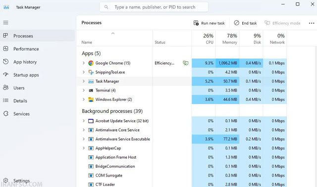 گزینهTask Manager