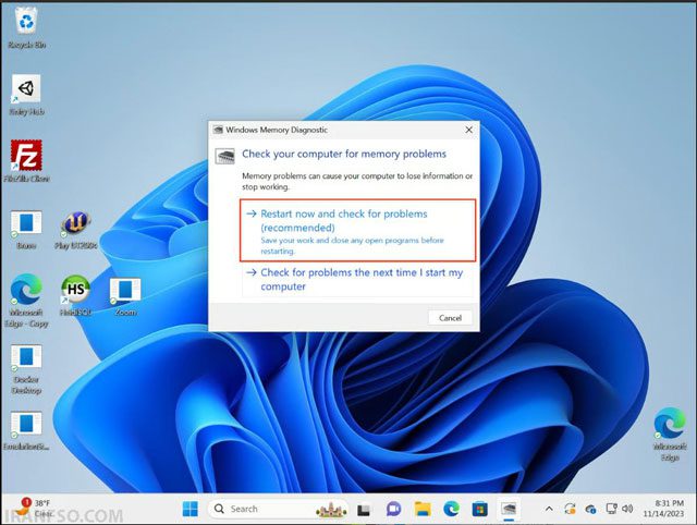 ابزارWindows Memory Diagnostic