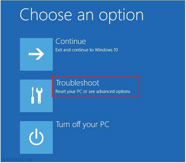 گزینه Troubleshoot
