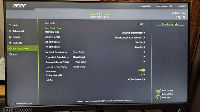 بایوس برند ACER