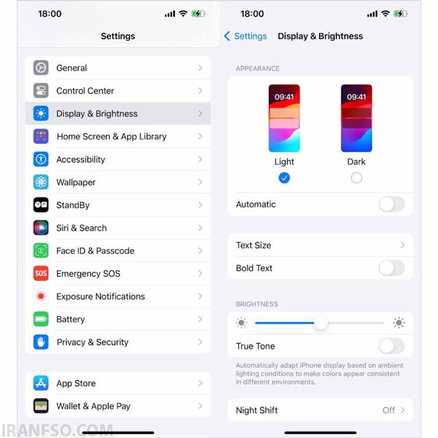 گزینه "Display & Brightness