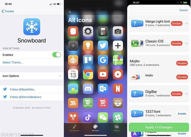 استفاده از تم‌های شخص ثالث (Jailbreak)