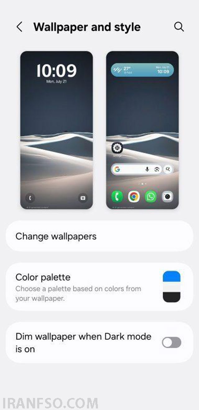 گزینهWallpaper and Style