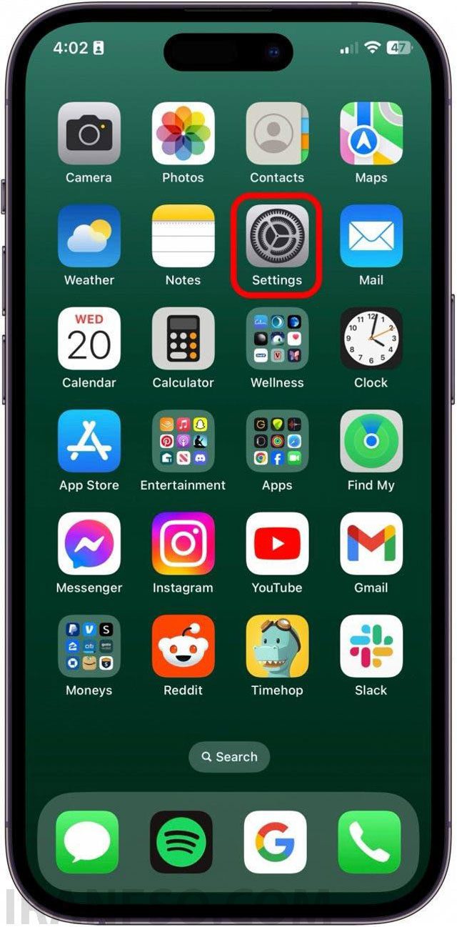 وارد اپلیکیشن Settings (تنظیمات)