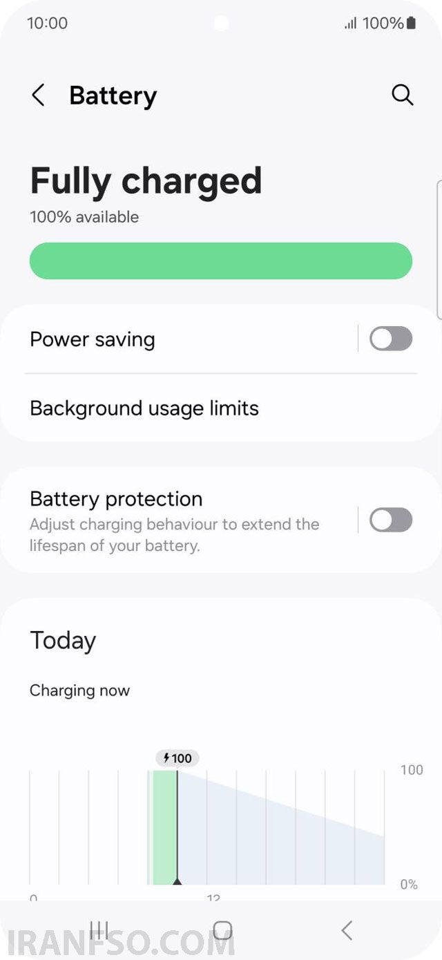 گزینه "Battery" یا "Power" را انتخاب کنید.