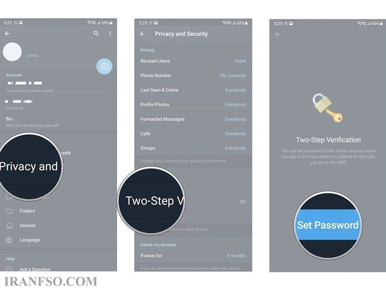 2. بخش Privacy and Security