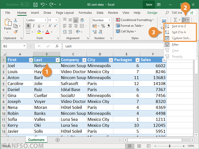 🔤 مرتبسازی Excel بر اساس یک ستون (Sort by One Column)