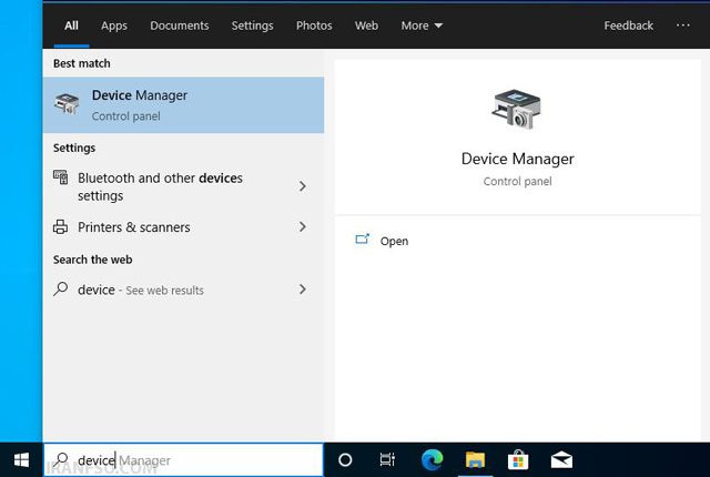 باز کردن Device Manager (مدیریت دستگاه‌ها):