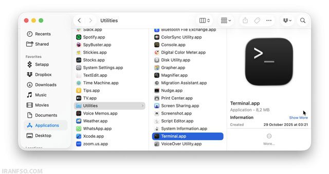 اجرای برنامه Terminal