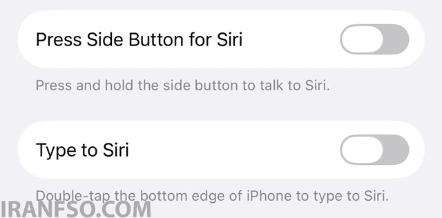 گزینه Type to Siri را نیز غیرفعال کنید.