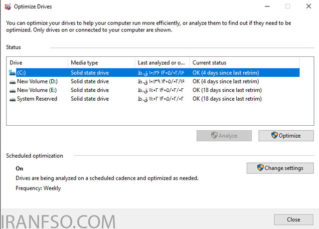 تشخیص SSD یا HDD با Defragment Tool