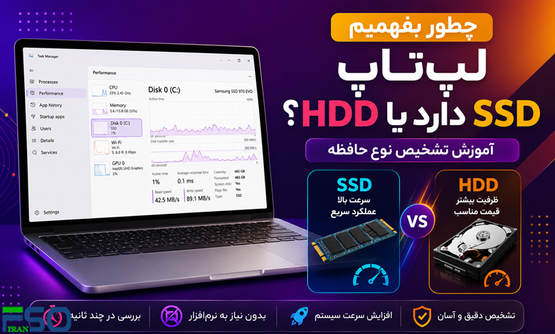 چطور بفهمیم لپتاپ SSD دارد یا HDD؟ | آموزش تشخیص نوع حافظه