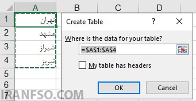 تبدیل دادهها به Table