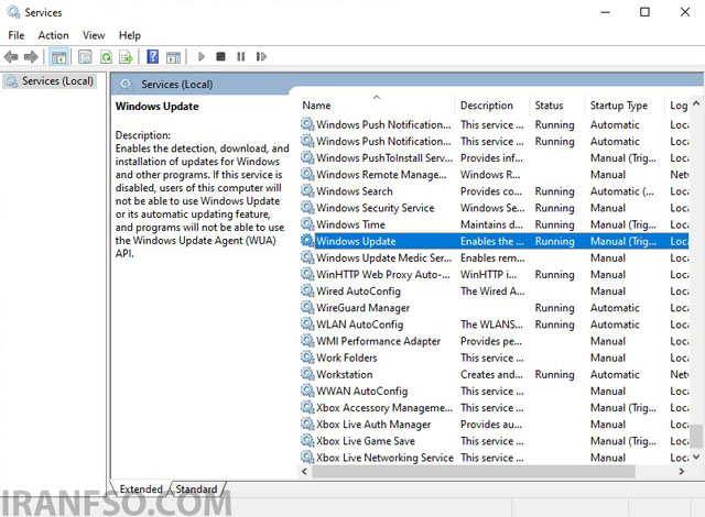 پیدا کردن Windows Update