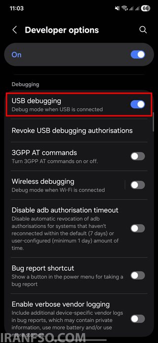 فعالسازی USB Debugging در سامسونگ