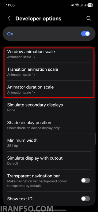 افزایش سرعت گوشی سامسونگ با Developer Options