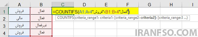 مثال حرفه‌ای COUNTIFS