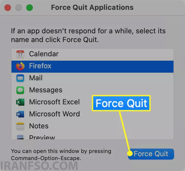 برنامه مشکل‌ساز را به اجبار ببندید (Force Quit)