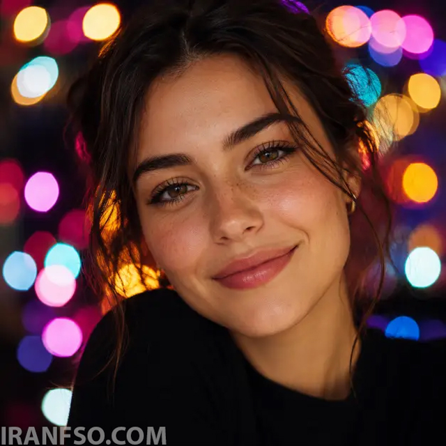 پرترهی شبانهی بوکهی رنگینکمانی (Rainbow Bokeh Night Portrait)