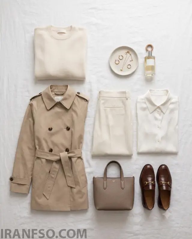 Flat Lay of a Neutral Capsule Wardrobe