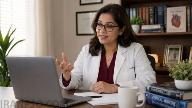 پزشک در حال ویزیت آنلاین (Telehealth)