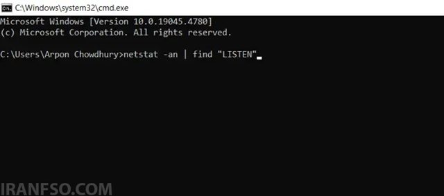 مشاهده تمامی پورتهای باز با دستور Netstat