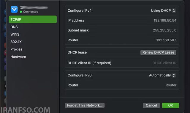 وارد بخش TCP/IP شوید.