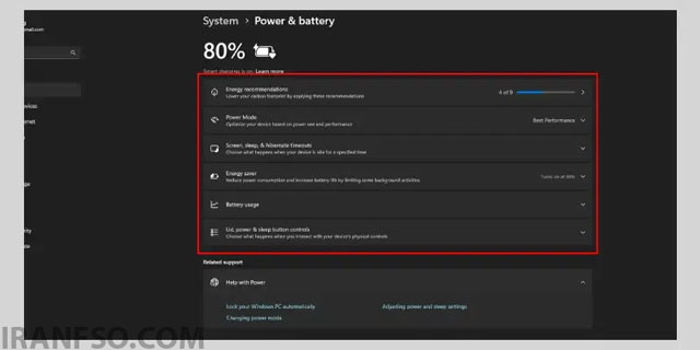Settings > System > Power & Battery