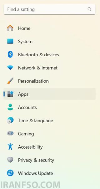 از منوی سمت چپ وارد بخش Apps شوید.