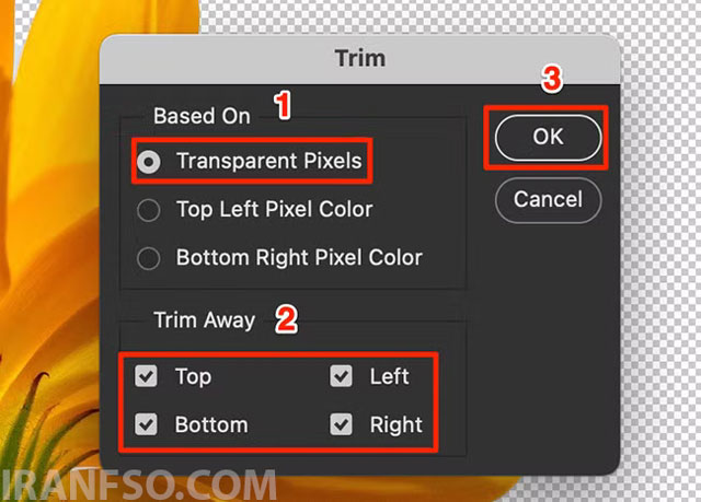 تنظیمات پنجره TRIM