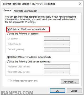 Obtain an IP address automatically
