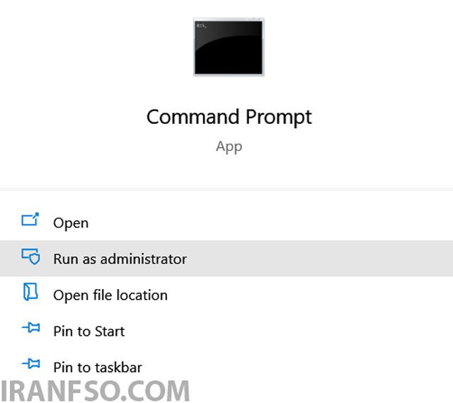 ابتدا Command Prompt را با دسترسی Administrator اجرا کنید.