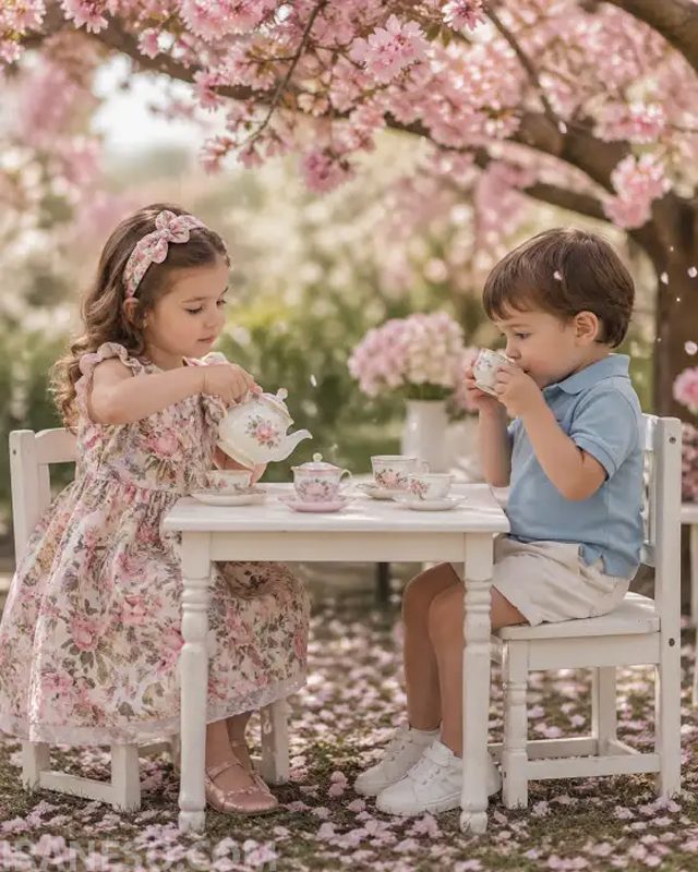 مهمانی چای کودکانه در باغ