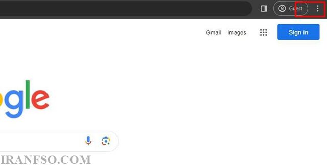 باز کردن منوی تنظیمات Chrome