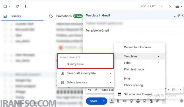 استفاده از قالب ذخیرهشده در Gmail