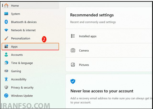 روی Apps کلیک کنید.