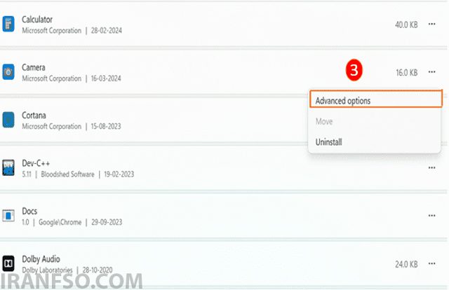 وارد Advanced Options شوید.