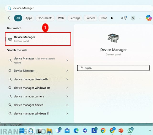 عبارت Device Manager را جستجو و اجرا کنید.