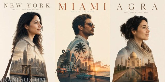 پرامپت آماده ساخت پوستر Double Exposure