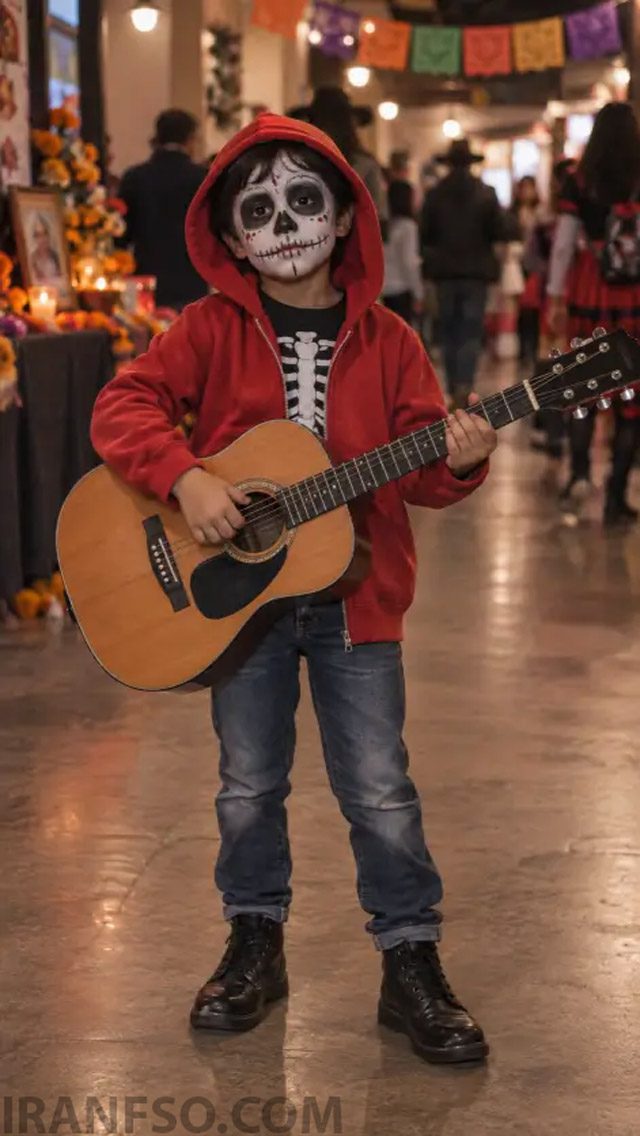 پرامپت نوازنده اسکلت با گریم Day of the Dead
