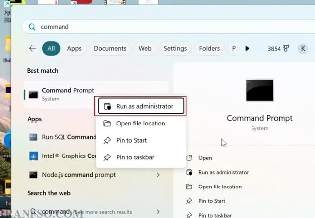اجرای CMD با دسترسی Administrator