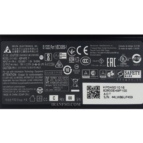 آداپتور لپ تاپ ایسر 19V 2.37A سرریز-اوجینال 3x1.1mm