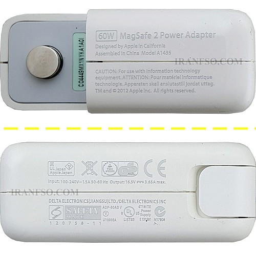 آداپتور لپ تاپ اپل Magsafe2 60W Gimo Plus بدون پک به همراه کابل